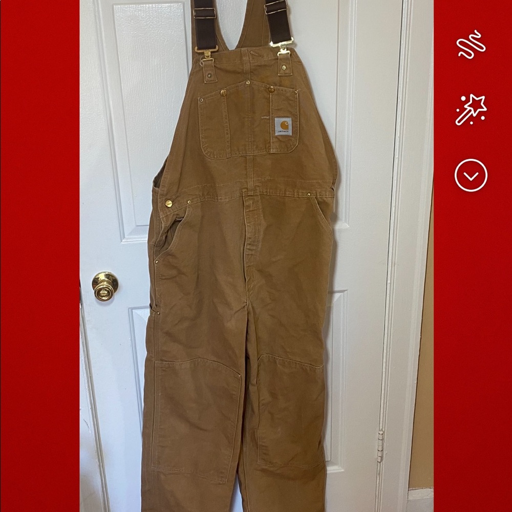 Carhartt Double Knee Overalls Pants 42x32 R01 BRN